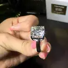 2Ct Asscher Cut Real Moissanite Solitaire Engagement Ring 14K White Gold Finish