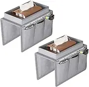 2 Pack Couch Arm Caddy, Armchair caddy with Tray, Sofa Armrest Organizer, Remote Control Holder with 5 Pockets for Cellphone Tablet Book Drinks
