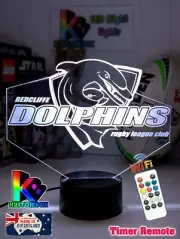 THE DOLPHINS RUGBY LEAGUE Personalised 3D LED Night Light Colour Changing Lamp