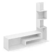 Costway Cube TV Stand for TVs up to 50” w/L-shaped Storage Shelves TV Cabinet Entertainment Unit White