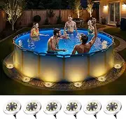 SOLPEX 6 Packs Solar Pool Lights for Above Ground Pools (Warm White)