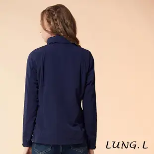 【LUNG.L 林佳樺】LM58C 藍色配桃紅色拉鍊防風薄外套(女裝 防風衣)