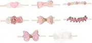 SOPOTUTU 8Pcs Flower Bow Headband Soft Elastic Hair Accessories for Newborns for Parties Birthdays and Everyday Wear