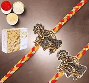 Ghasitaram Gifts Rakhi for Brother Rakhis Online - Set of 2 - L-1 Krishna Rakhi with 400 GMS of Soan Papdi