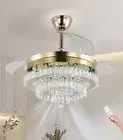 Finktonglan 42” Crystal Fandelier Ceiling Fan with Light and Remote Invisible...