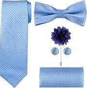 [ONESING] 5 Pcs Mens Ties Set Formal Necktie Bow Tie and Handkerchief Lapel Pin Cufflinks Set with Gift Box