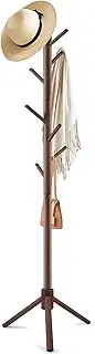 CosiNst Coat Rack, Freestanding Coat Rack with 8 Hooks and 3 Adjustable Size Tree Coat Racks for Bedroom, Hallway, Entrance, Office, for Hats, Coats, Scarves, Handbags (Brown)