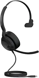 Jabra Evolve2 50 Wired Mono Headset Air Comfort Technology, Noise-Cancelling Mics, and Active Noise Cancellation - MS Teams Certified, Works with All Other Platforms - Black
