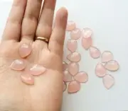 11x14mm Rose Pink Chalcedony Pear Rose Cut Cabochon, Chalcedony Rose Cut Flat