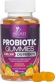 Probiotic Gummies 5 Billion CFU Daily Immune Support Digestive Gummy - Natural Orange Cream Flavored Gut Health Supplement - Best Gas and Bloating Support for Men and Women - 60 Gummies