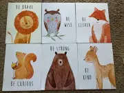 Set of 6 Baby Animal Nursery Wall Art Prints, Unframed 8x10 Inch Posters
