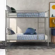 Metal Twin over Twin Bunk Beds Frame Ladder Kids Adult Children Bedroom Dorm