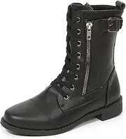 [WOFANLULY] Women's Thunder Ankle Boots Round Toe Lace up Ankle Cuff Low Heel Fashion Boot