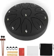Tongue and Rain Musical Metal Drum Set - Stable Meditation Hand Percussion for Musical Education (Black)