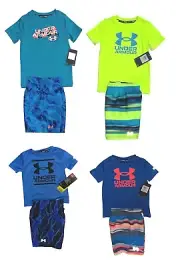 UNDER ARMOUR Baby/Toddler Boys Rash Guard & Swim Trunks UPF 50+; Szs 12M-4T NWT