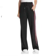 NWT Rebecca Minkoff Betsy Black High Rise Side Stripe Wide Leg Track Pants Small