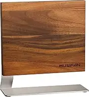Musifan Magnetic Knife Holder - Double-Sided Magnetic Knife Block - Stainless Steel Base - Rustic Brown Wooden Knife Stand