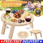 2 In1 Wine Rack Table Wooden Wine Glass Holder Fruits Food Tray Tables Camping