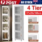 Storage Cabinet Shelf Folding 37cm with Wheels 4 Tier Home Office Dorm