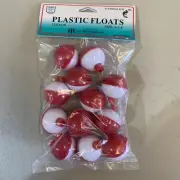 12 Fishing Bobbers 1 1/4 Inch 1.25" Round Floats Red White Snap On Bobber Float