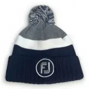 FootJoy Pom Pom Knit Golf Beanie Hat NEW Navy Blue Gray White OSFM #35835 FJ