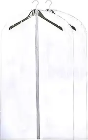 [Handy Laundry] Clear Vinyl Garment Bag - Protect your Clothing while Traveling and Dust Free while Hanging in your Closet. These Garment Bags are ideal for Coats Suits Dresses or Gowns - Set of 2 (24 X 42 Inches)