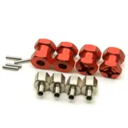 Alum 12mm Hex Adaptor Wheel (4) Hub 15mm Offset For SCX10 WRAITH RC4WD D90 Red
