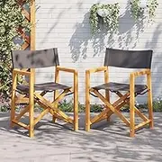 Folding Director Chairs Set of 2 – Dark Grey Fabric, Sturdy Acacia Wood, Outdoor Patio Lounge, Versatile for Garden, Balcony, or Camping – Easy Foldable Storage Design, Lightweight & Durable