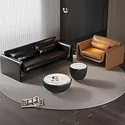 Modern Luxury Sectional Sofa Set – with Coffee Table | for Living Room | Office | Lounge | Premium Leather Upholstery | Solid Pinewood Frame | Ergonomic Design | High-Resilience Foam(Black-C,61 in)