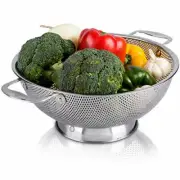 Stainless Steel Micro-Perforated 5-Quart Colander Strainer with Heavy Duty Handl