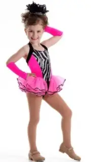 Jungle Boogie Child XL Dance Costume Skirted Leotard with Mitts & Headpiece New