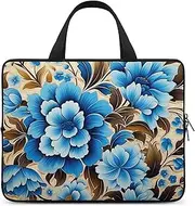 [FHPCE] Laptop Shoulder Bag Laptop Bag Computer Bag Blue Flower Pattern Messenger Bag for Unisex, Blue Flower Pattern, 17inch