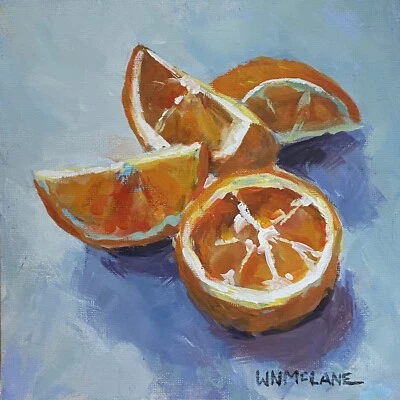 A Sliced Orange . Acrylic/ Canvas Board. 8”x 8.” Original. Bill mcLane New.