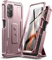 [Dexnor] for Samsung Galaxy A13 Case Built-in Screen Protector and Kickstand 360 Full Body Heavy Duty Military Grade Protection Shockproof Protective Cover for Samsung Galaxy A13 - Pink