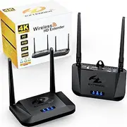 Wireless HDMI Transmitter and Receiver 4K 30HZ, 300m, HDMI Loop-Out, IR Extend, Dual Cooling Systems, 9 Channels, 1 TX to 3 RXS, Streaming from STB, PC, DVD, CCTV to TV, Projector, Monitor