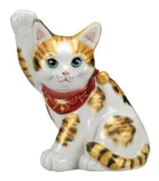 Kutani waresize 5.5Maneki Neko with gold calico designright paw rai From Japan