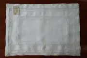 NOS 1930s MB Linen Placemats Set of 8 Ivory Drawn Thread Work ORIG LABEL