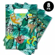 Jungle Animals Safari Theme Party Gift Loot Bags Plastic 8Pk