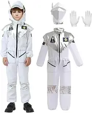 Astronaut Costume Set for Kids, Space Jumpsuit, Pilot Spacesuit Astronaut Dress Up Clothes, Kids' Dress Up & Pretend Play for Boys Girls Carnival Cosplay