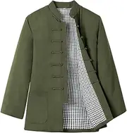 [NTWSHS] Chinese Clothing Winter Tang Suit Cotton Men Tai Chi Uniform Long Sleeve Chinese Traditional Clothes Tops,Hanfu Jacket Kung Fu Clothing Shirt Coat Martial Arts Suit(Green,X-Large)