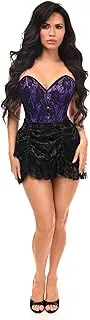 [Daisy corsets] Womens Top Drawer 2 Pc Purple/Black Lace Steel Boned Corset & Skirt Set