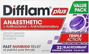 Difflam Plus Anaesthetic Sore Throat Lozenges Blackcurrant Flavour Value Pack 32 Lozenges