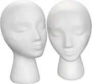 IWOWHERO 2pcs Female Mannequin Head for Wig Display Hat Glasses Accessories Sturdy Stand for Salon Home Shop Use Professional Structure Safe for Styling