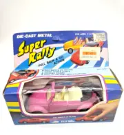 Super Rally Pink Volkswagen Bug Convertible Toy Pull Back Rally Car NEW Die-Cast