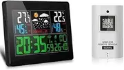 Weather Station Indoor Outdoor Thermometer Wireless Color Display Digital, Weather Thermometer Forecast Station with Atomic Clock and Adjustable Backlight