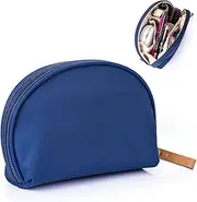 Hekyip Half Moon Cosmetic Bag, Travel Makeup Pouch, Portable Waterproof Cosmetic Pouch for Girls Women, Small (NAVY BLUE)