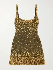 [Clio Peppiatt] Clio Peppiatt - Midas Embellished Stretch-tulle Mini Dress - Gold - medium medium Gold