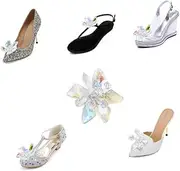 [ROMISBABA] Bridal Crystal Glass Flower Shoe Clips Elegant Decorative Clips for Wedding Prom and Special Events Versatile Accessories for Flats Boots Sandals and Heels