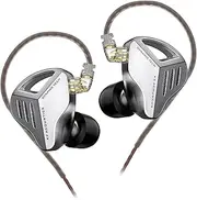Yinyoo KZ ZVX 10mm Dual Cavity Super Linear Dynamic Driver HiFi in-Ear Headphones, KZ New Wired Earbuds with Detachable 2-Pin OFC Cable for Audiophile Musicians (Silver, No Microphone)