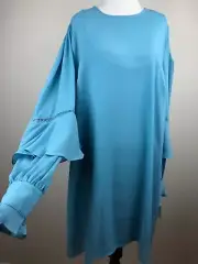 Cooper St Turquoise Dress Sz 14 Ruffle Sleeve Shift Galaxy Waters MSRP $160 NEW